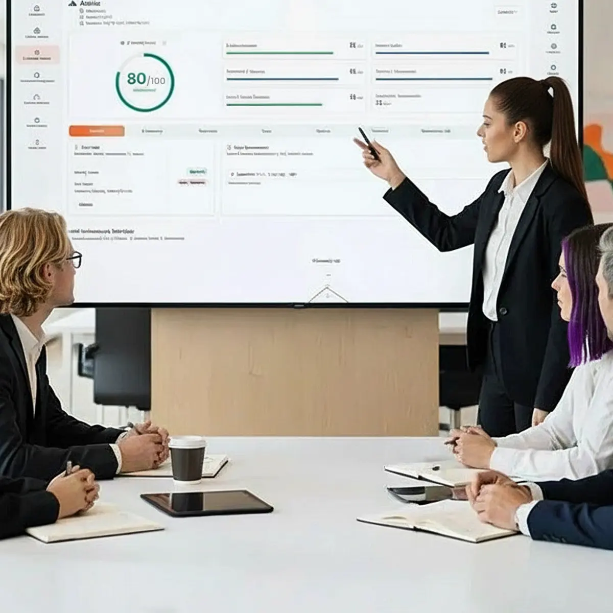 Professional marketing team collaborating on AI-powered brand visibility strategies